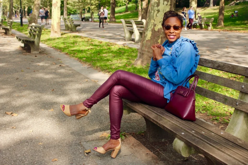 Maroon faux leather pants best sale